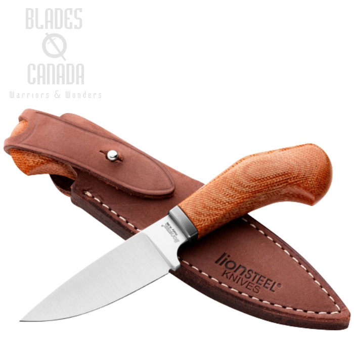 Lion Steel Willy Fixed Blade Knife, M390 Satin, Micarta Natural, Leather Sheath, WL1 CVN Lion Steel Willy Fixed Blade Knife, M390 Satin, Micarta Natural, Leather Sheath, WL1 CVN
